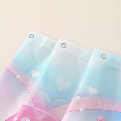 AILONEN Cute Sea Turtle Shower Curtain for Bathroom,Kawaii Turtle Pink Flower Print Bath Curtain 72" W*78" H,Girls Women Modern Decorative Waterproof Curtain with 12 Plastic Hooks