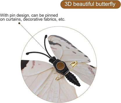 uxcell 120Pcs 3D Beautiful Butterfly Removable DIY Wall Stickers for Bedroom TV Background Decorations, White
