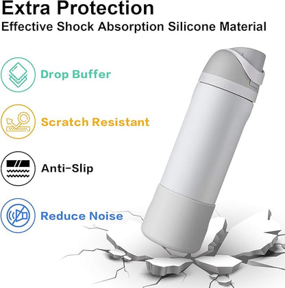 2PCS Silicone Water Bottle Boot for Owala 24oz 32oz 40oz, Protective Bottom Bumper Anti-Slip Sleeve for FreeSip, Twist, and Flip Stainless Steel Bottles, Dishwasher Safe and BPA Free