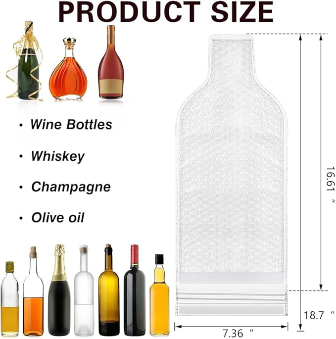 6 PCS Reusable Wine Bottle Travel Protector Bags for Airplane, Resealable Wine Sleeves Skins for Travel, Wine Carrier for Suitcase, Wine Shipping Box Packaging for Air Travel Luggage Accessories
