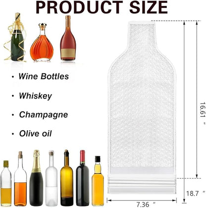 6 PCS Reusable Wine Bottle Travel Protector Bags for Airplane, Resealable Wine Sleeves Skins for Travel, Wine Carrier for Suitcase, Wine Shipping Box Packaging for Air Travel Luggage Accessories