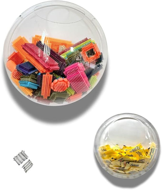 JAYKAY Acrylic Toy Dispenser & Kitchen Wall Organizer, Clear Toy Storage - Wall Mounted Round Acrylic Organizer for Coffee Pods, Packet Holder, Office Supplies Organizer (1 Style A | 1 Style B)