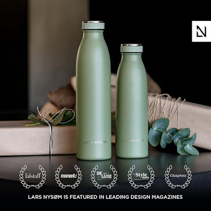 LARS NYSØM Stainless Steel Insulated Water Bottle 12oz 17oz 25oz 34oz 51oz | BPA-free Insulated Thermo Flask for Hot and Cold Beverages | Leakproof Drinking Bottle (Aqua Turquoise, 34oz)