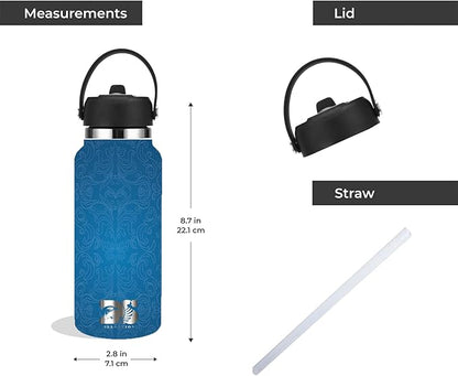 32oz Stainless Steel Sports Water Bottle with Straw Lid - Leak-Proof, Durable Design for Hydration on the Go During Workouts, Travel & Outdoor Activities, Large, Blod Blue