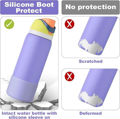 2PCS Silicone Water Bottle Boot for Owala 24oz 32oz 40oz, Anti-Slip Protective Sleeve Bottom Bumper Protector for FreeSip, Twist, and Flip Stainless Steel Water Bottles