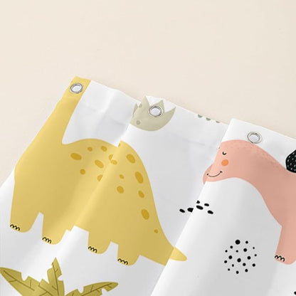 AILONEN Dinosaur Shower Curtain for Kids Boys Girls, Cute Kawaii Dinosaur Bathroom Curtain,Tropic Tree Leaves Printed Bath Curtain 72" W*84" H Polyester Waterproof Bathroom Curtain with 12 Hooks