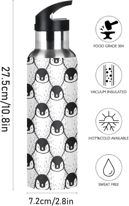 MNSRUU Insulated Water Bottle with Straw, Rainbow and Unicorns Stainless Steel Flasks for Sports Cycling Hiking School