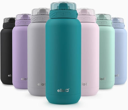 Ello Cooper 32oz Stainless Steel Water Bottle with Straw and Carry Handle, Double Walled and Vacuum Insulated Metal, Leak Proof Locking Lid with Soft Silicone Spout, Reusable, BPA Free, Antigua