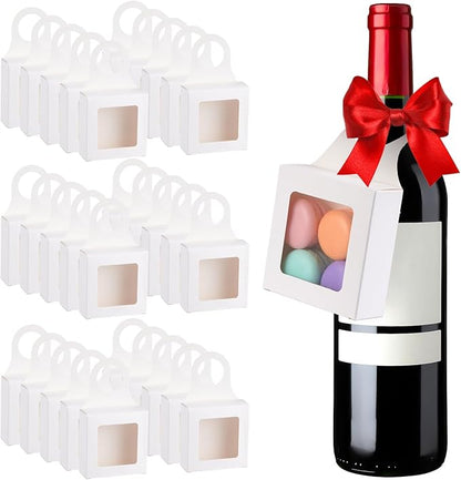 30Count Kraft Paper Wine Bottle Box with Window Hanging Foldable Boxes Wine Boxes for holding Candy Truffles Chocolate Wine Boxes for Gifts Empty Wine Bottles for Decoration Bottle Hanger Favor