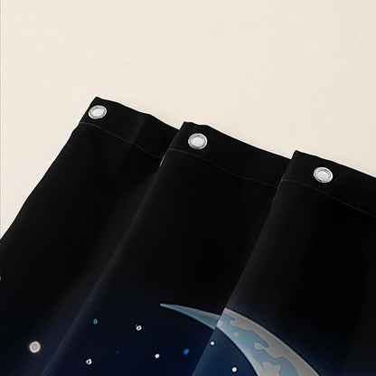 AILONEN 3D Rose Shower Curtain for Bathroom, Evening Moon Blue Rose Bath Curtain for Girls Women, Modern Floral Print Minimalism Shower Curtain Waterproof with 12 Plastic Hooks 72" W*96" H