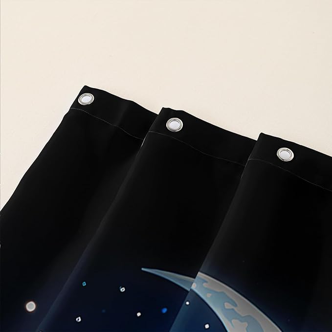 AILONEN 3D Rose Shower Curtain for Bathroom, Evening Moon Blue Rose Bath Curtain for Girls Women, Modern Floral Print Minimalism Shower Curtain Waterproof with 12 Plastic Hooks 48" W*72" H