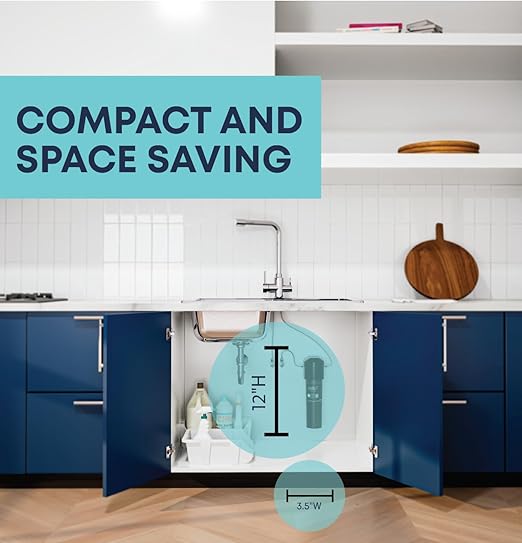 Mist Under Sink Water Filter, 20,000 Gallon, Reduces PFAS, PFOA/PFOS, Lead, Chlorine, Bad Taste & Odor, Under Counter Water Filter System, Direct Connect to Kitchen Faucet, NSF/ANSI 42 Certified