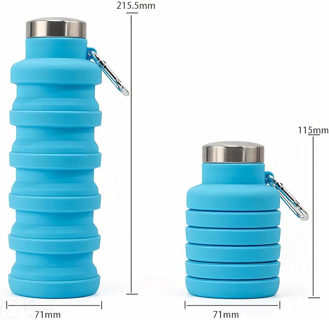 Foldable Water Bottle, 500 ml, BPA Free, Silicone Bottle for Travel, Gym, Cycling, Hiking (Blue)