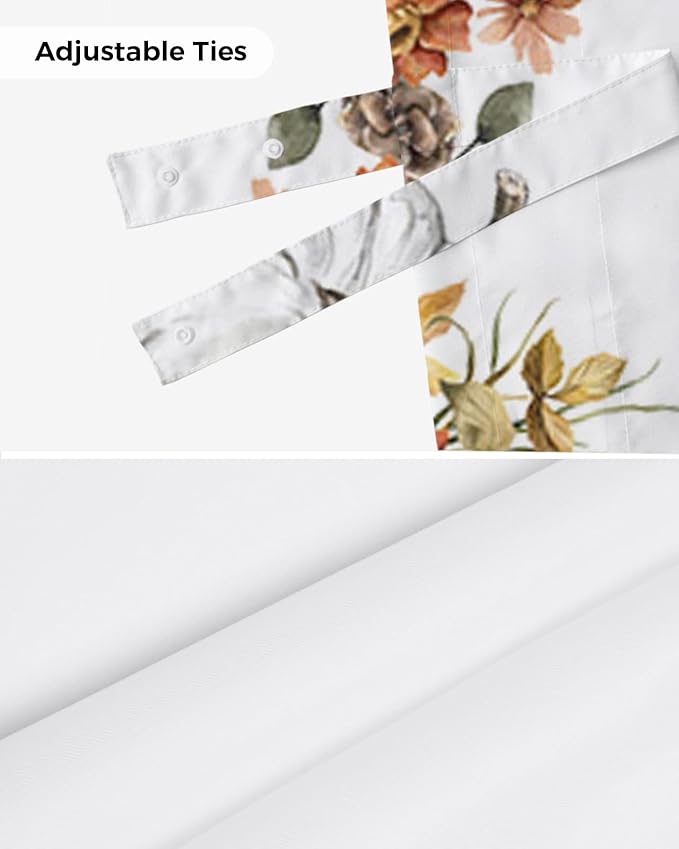 Fall Floral Leaves Blackout Tie Up Valance Curtains for Kitchen Windows Thanksgiving Pumpkins Window Toppers Balloon Shades for Living Room/Bathroom/Bedroom,1 Panel,54" X 18" Boho