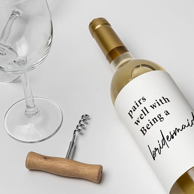 8 Pcs Bridesmaid Wine Labels, Bridesmaid Maid of Honor Proposal Gifts Bridal Shower Gifts, Will You Be My Bridesmaid Wine Bottle Stickers, Pairs Well with being a Bridesmaid Wine Bottle Labels