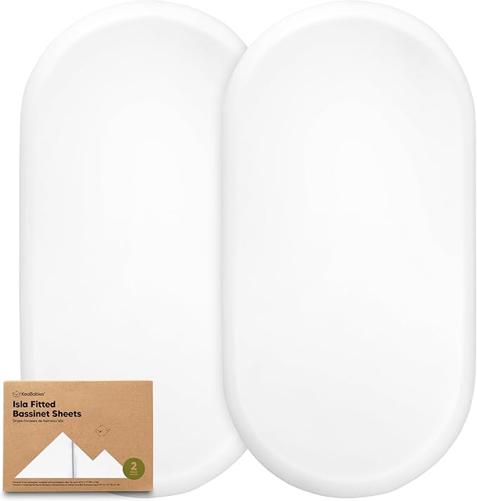 2-Pack Baby Bassinet Sheets Girl, Boy - Viscose Derived from Bamboo Fitted Bassinet Sheets Compatible with Halo Bassinest Swivel Sleeper, Baby Delight,Graco Bedside Bassinet Mattress Sheet(Soft White)