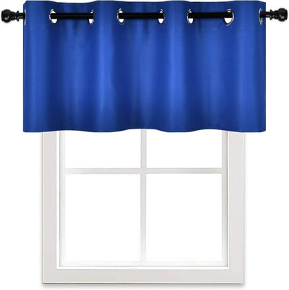 Royal Blue Valances for Windows Solid Grommet Top Blackout Valance for Kitchen Short Straight Drape Valance for Bedroom Boys Room 52X18 1 Panel