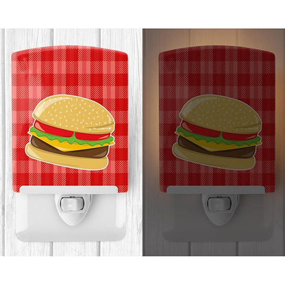 Caroline's Treasures BB6812CNL Hamburger Plaid Ceramic Night Light Compact, UL-Certified, Ideal for Bedroom, Bathroom, Nursery, Hallway, Kitchen, 6x4x3, Multicolor