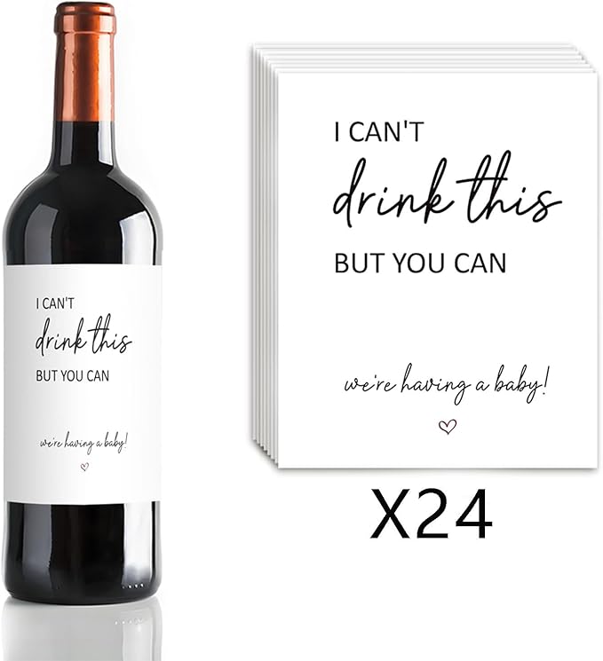 24Pcs Funny Pregnancy Announcement Wine Labels Baby Announcement Wine Bottle Stickers Pregnancy Announcement for Parents Wine Bottle Labels Pregnancy Gifts for New Mom Dad Grandparents