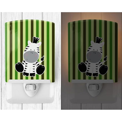 Caroline's Treasures BB8607CNL Zebra on Stripes Ceramic Night Light Compact, UL-Certified, Ideal for Bedroom, Bathroom, Nursery, Hallway, Kitchen, 6x4x3, Multicolor