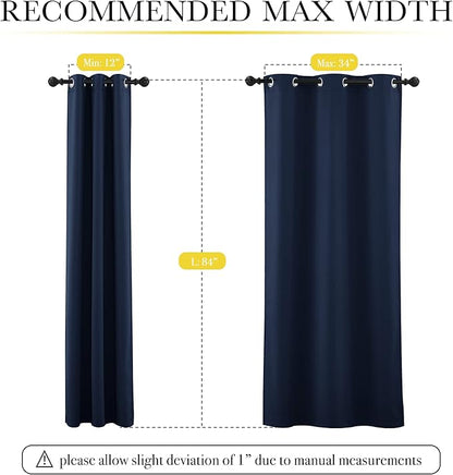NICETOWN Complete 100% Blackout Curtain Set, Thermal Insulated & Energy Efficiency Window Draperies for Guest Room, Full Shading Panels for Shift Worker and Light Sleepers, Navy Blue, 42W x 84L, 2 Pcs