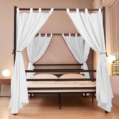 Akiky Canopy Bed Curtains 4 Corner Bed Canopies White Canopy Curtains Panel 8 Drapery Panel Curtain for All Bed Sizes