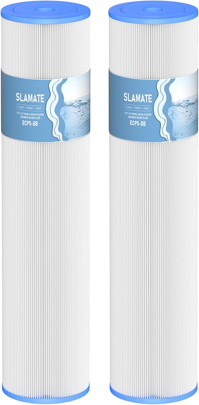 20" x 4.5" Whole House Pleated Sediment Water Filter Compatible with Well Water, Replacement Cartridge for ECP5-BB, AP810-2, HDC3001, SPC-45-1005, CP5-BB, ECP1-20BB, 2 Pack