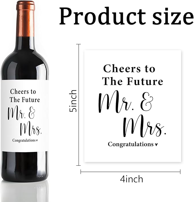 24 Pcs Mr And Mrs Wine Labels, Wedding Shower Gifts, Mr And Mrs Bridal Shower Wedding Engagement Party Decorations Gifts Wine Label, Cheers To The Future Mr And Mrs Wine Bottle Labels