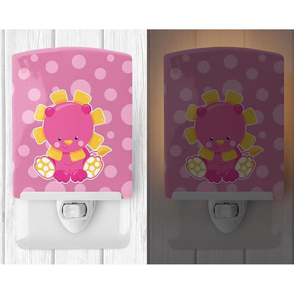 Caroline's Treasures BB6829CNL Girl Lion Ceramic Night Light Compact, UL-Certified, Ideal for Bedroom, Bathroom, Nursery, Hallway, Kitchen, 6x4x3, Multicolor