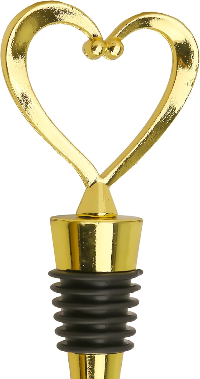 20PCS Heart Wine Stoppers, Love Shaped Design Bottle Stopper for Wine Beverage Guests Gift Summer Beach Party Favors Valentine's Day Souvenirs Bridal Shower Wedding Supplies Bulk-Gold