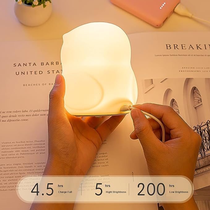 Cute Owl Kids Night Light, Birthday Gifts Room Decor Bedroom Decorations for Baby Child, LED Color Changing Soft Silicone Lamp, Gift Box