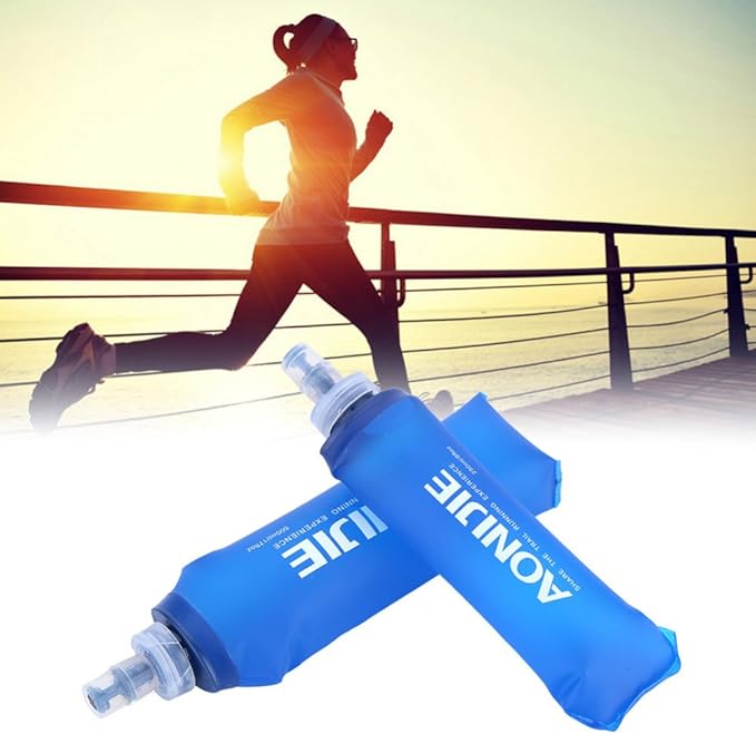 AONIJIE 2 Pcs Sports Collapsible Water Bottle BPA Free - TPU Soft Drink Water Kettle Foldable Flask for Hiking Bicycling Running Climbing