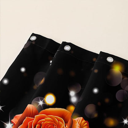 AILONEN Rose Flower Shower Curtain for Bathroom, Glitter Starry Flower Print Bath Curtain,Modern Botanical Floral Butterfly Waterproof Shower Curtain Decoration with 12 Plastic Hooks, 72" W*72" H