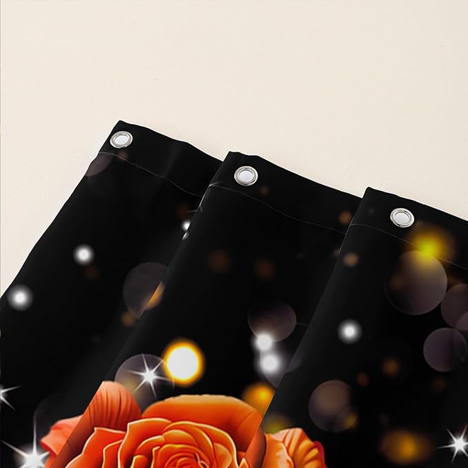 AILONEN Rose Flower Shower Curtain for Bathroom, Glitter Starry Flower Print Bath Curtain,Modern Botanical Floral Butterfly Waterproof Shower Curtain Decoration with 12 Plastic Hooks, 48" W*72" H