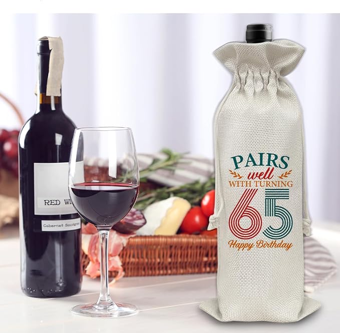 65th Birthday Gifts Wine Bag Congratulations Gifts for Women Men Parents Mom Dad Anniversary 1959 Birthday Wine Gift Bag