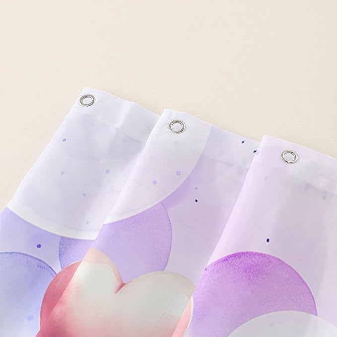 AILONEN Monster Shower Curtain for Bathroom, Cute Monster Purple Balloon Printed Bath Curtain,Women Girls Kids Minimalist Waterproof Fabric Shower Curtain Set with Hooks 72" W*84" H