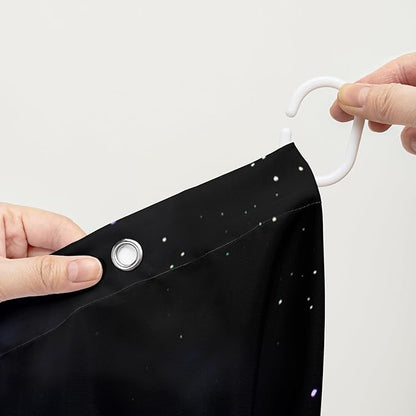 AILONEN Mermaid Shower Curtain, Galaxy Shine Mermaid Theme Shower Curtain Set,Dream Nebula and Moon Waterproof Shower Curtains for Girls Teens Kids,72" W*72" H