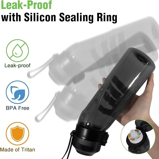 Air Water Bottle 8PCS Flavor Pods 22oz Fruit Fragrance Scented Water Cup BPA Free 0% Sugar For Outdoor Sports,Gifts From Friends, Birthday Gifts (1 bottle Black+7 pods in random flavors)