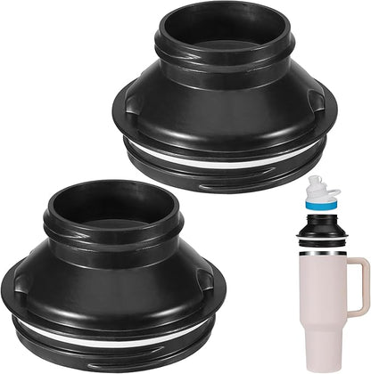 Aobiono Water Bottle Adapter for Stanley 40oz Quencher Tumbler to Cirkul, Lid Cap Converter Accessories, BPA Free Plastic, Food Grade Silicone Gasket Leakproof (Black-2Pcs)