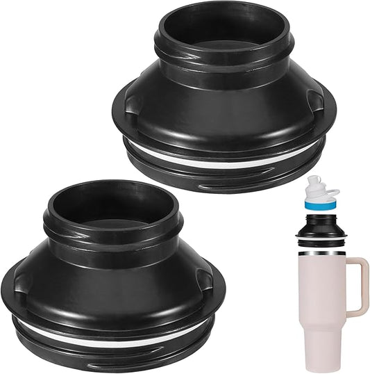 Aobiono Water Bottle Adapter for Stanley 40oz Quencher Tumbler to Cirkul, Lid Cap Converter Accessories, BPA Free Plastic, Food Grade Silicone Gasket Leakproof (Black-2Pcs)