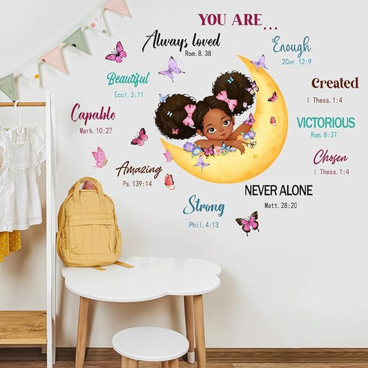 Black Girl Inspirational Wall Decals Inspirational Quotes Wall Decals Positive Words Motivational Lettering African American Wall Stickers for Baby Toddler Room Decorations Nursery Playroom Bedroom
