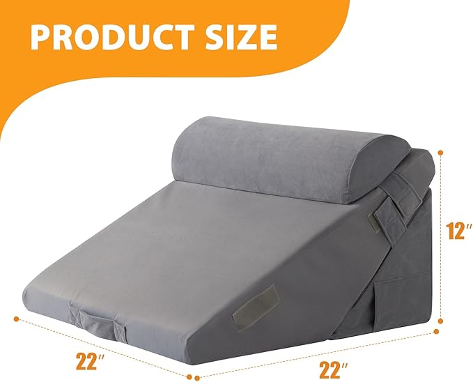 3PCS Orthopedic Bed Wedge Pillow Set for Sleeping, Wedge Pillow for Back Pain Relief, 10-in-1 Adjustable Bed Wedge Pillow Post Surgery, Triangle Pillow for Acid Reflux Snoring Gerd, Velvet