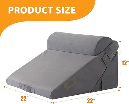 3PCS Orthopedic Bed Wedge Pillow Set for Sleeping, Wedge Pillow for Back Pain Relief, 10-in-1 Adjustable Bed Wedge Pillow Post Surgery, Triangle Pillow for Acid Reflux Snoring Gerd, Velvet