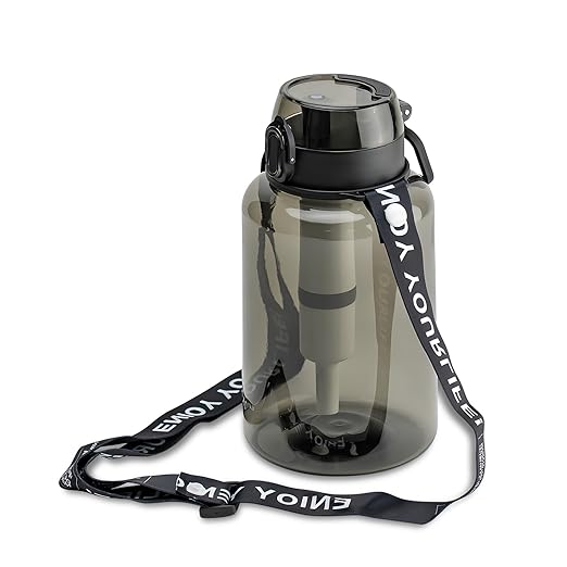 40 OZ Water Filter Bottle with 3-Stage Filtration - Ideal for Survival, Camping, Hiking, Backpacking, and Emergency - Portable&Reusable Filtered Water Bottle with Strap - Black