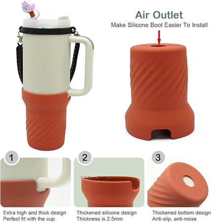 Accessories Set for Stanley 40oz including 6PCS Silicone Spill Proof Stopper 1PCS Straw Cover 1 PCS Siliconce Boot Sleevec 1 PCS Silicone Water Bottle Handle Strap 1PCS Straw & Cleaning Brush