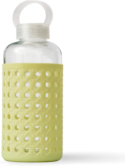 Apana Yoga Glass Water Bottles BPA Free Non Slip Sleeve Leak Proof Lid Reusable 19 Oz and 32 Oz Sports Water Bottle Wide Mouth Lid Portable Hydration Tumbler