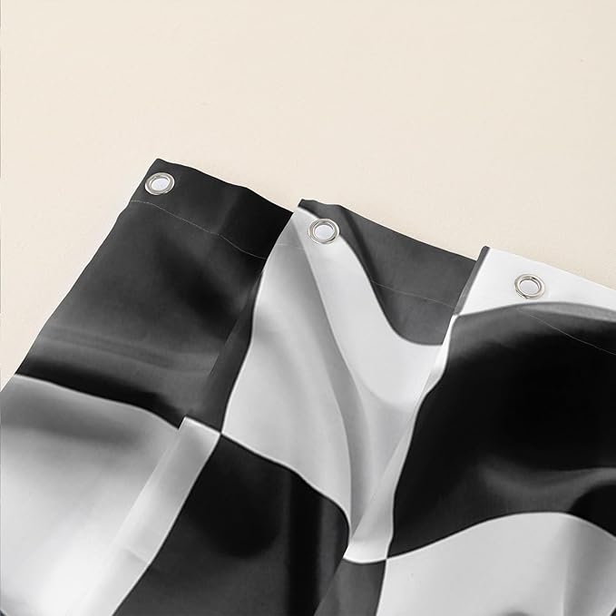 AILONEN Racing Car Shower Curtains,Checkered Speed Car Bath Curtains Gifts for Racer,Polyester Waterproof for Bathroom with 12 Plastic Hooks 72" W*84" H