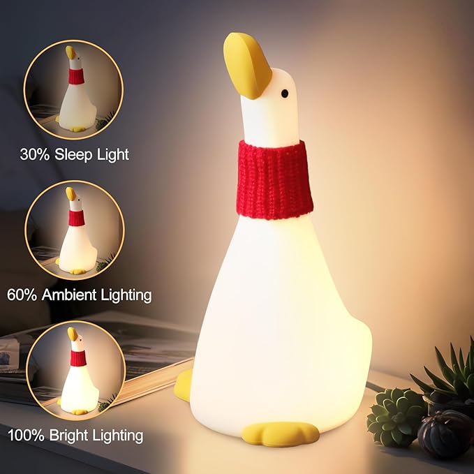Dream Duck Night Light,3 Level Dimmable Nursery Nightlight,Silicone Baby Night Light,Rechargeable Bedside Touch Lamp for Breastfeeding Toddler Baby Kids Decor
