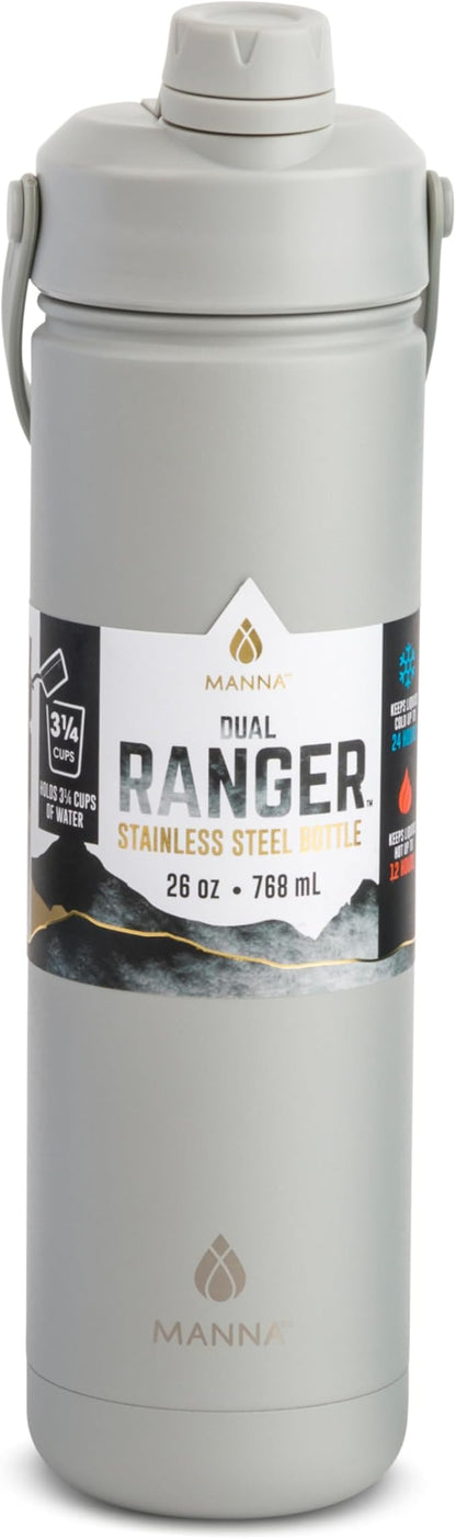 Manna Ranger Dual Insulated Stainless Steel Bottle - 26 Oz - Coal Powder Coat