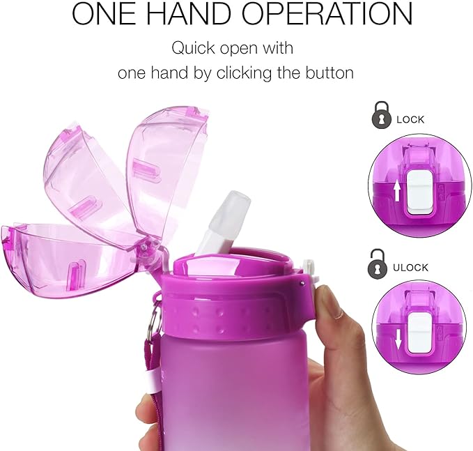 XACIOA Water Bottle with Straw,32oz Plastic Cup with Motivational Time Marker,1L Tritan Sport Lightweight Leakproof BPA-Free,Wide Mouth Fast Flow Ensure You Have Times to Drink,with Straw & Cup Brush